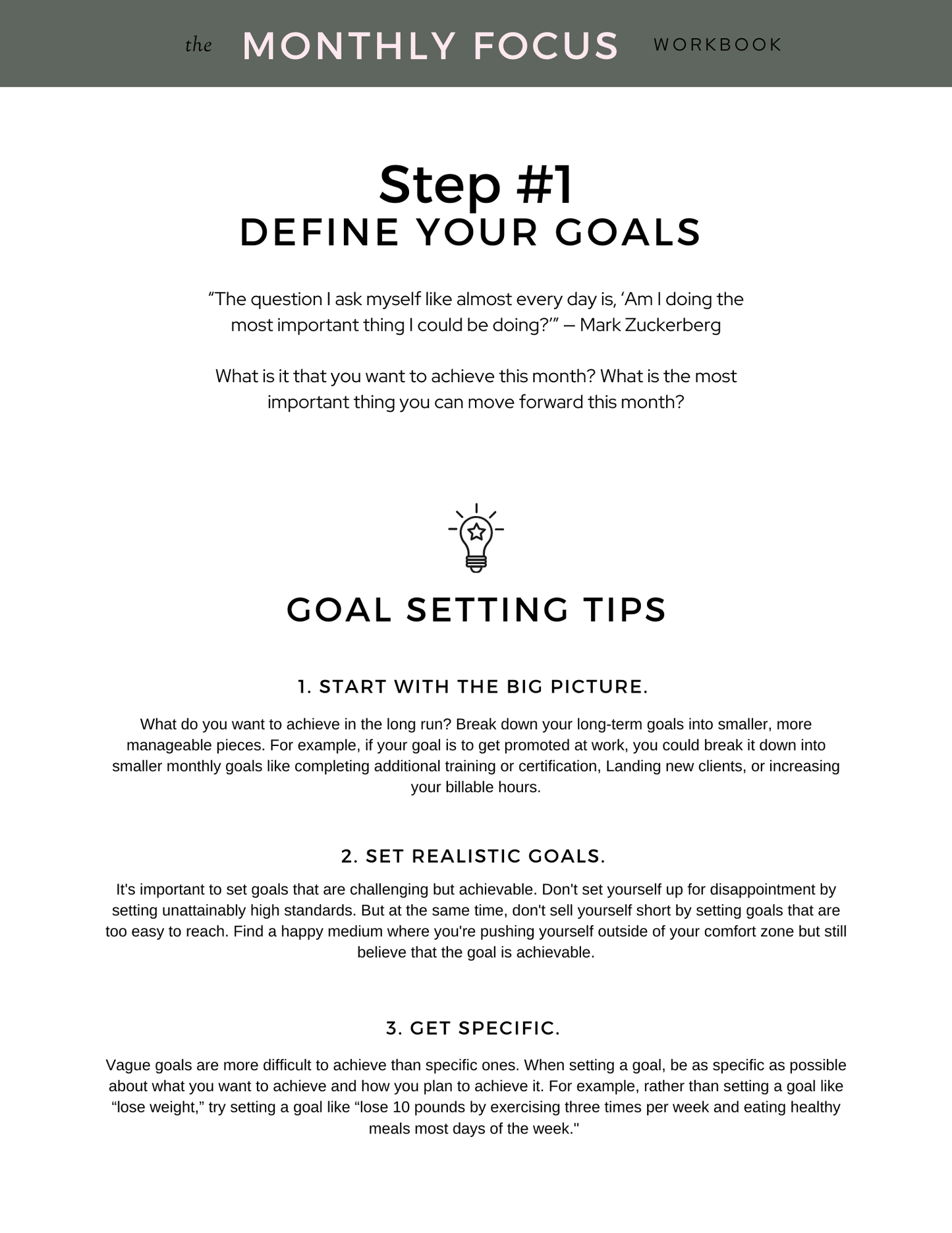 The Goal Getter Workbook